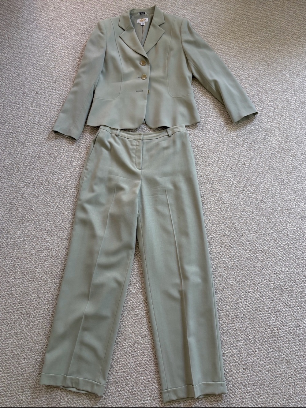 TALBOTS Petite Classic Tailored Women's Suit Pants - Sage Green Size 10